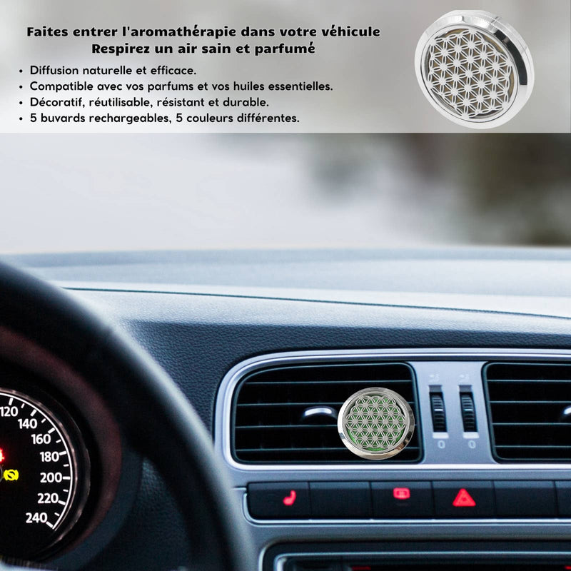 Zen'Arome - Diffuseur de parfum pour voiture Clip'Arôme - Fleur de Vie