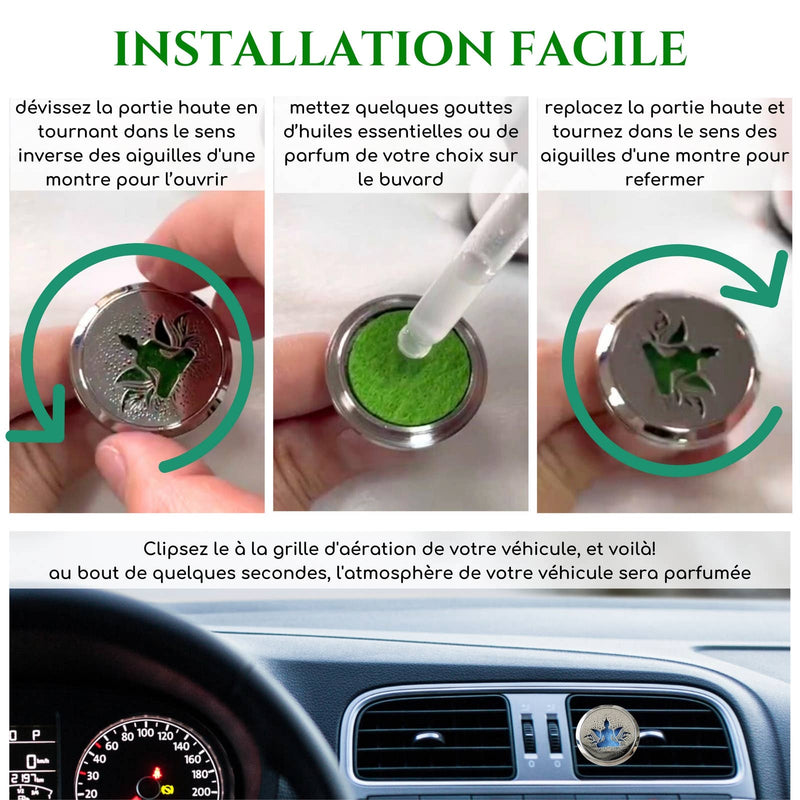 Zen'Arome - Diffuseur de parfum pour voiture Clip'Arôme - Fleur de Vie