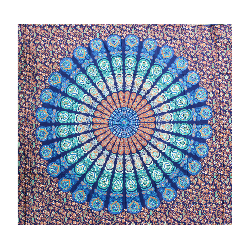 Wandbehang Ritualtuch „Blue Mandala“ aus Baumwolle 200x220cm