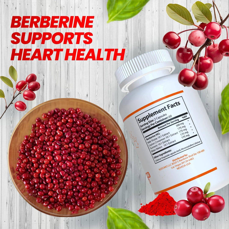 HARMONIFY Berberine with Ceylon Cinnamon, Pure Turmeric, Milk Thistle &amp; Bitter Melon, 5-in-1 Formula, 120 Purified Vegetable Capsules 1000 mg | Gluten-Free, Non-GMO